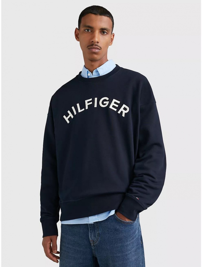 Tommy Hilfiger Hilfiger Arch Logo Sweatshirt Hoodies & Sweatshirts Desert Sky | 2935-KOMJW