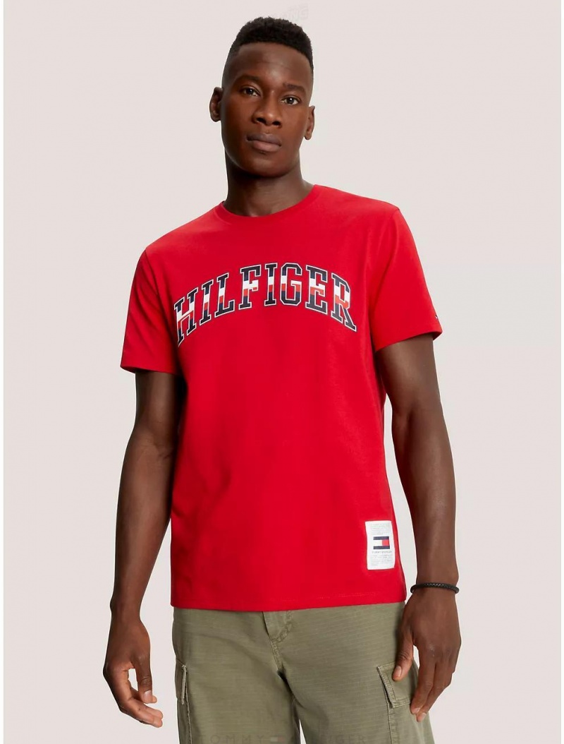 Tommy Hilfiger Hilfiger Block Logo T-Shirt T-Shirts Primary Red | 6154-EGRPZ