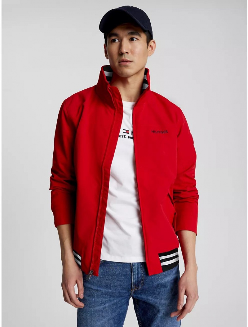 Tommy Hilfiger Hilfiger Logo Regatta Windbreaker Jackets Primary Red | 5123-DJWCU