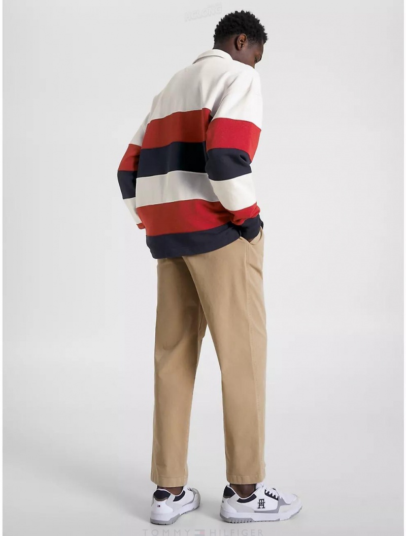 Tommy Hilfiger Hilfiger NY Stripe Rugby Sweatshirt Polos Wheathered White/Multi | 6514-NMUGV