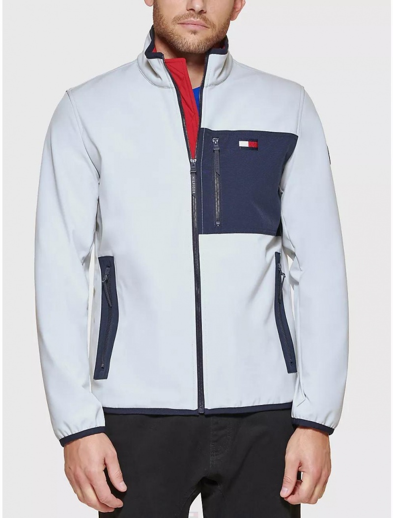 Tommy Hilfiger Hilfiger Soft Shell Jacket Jackets Ice/Light Grey/Cornsilk | 0235-NTDLM