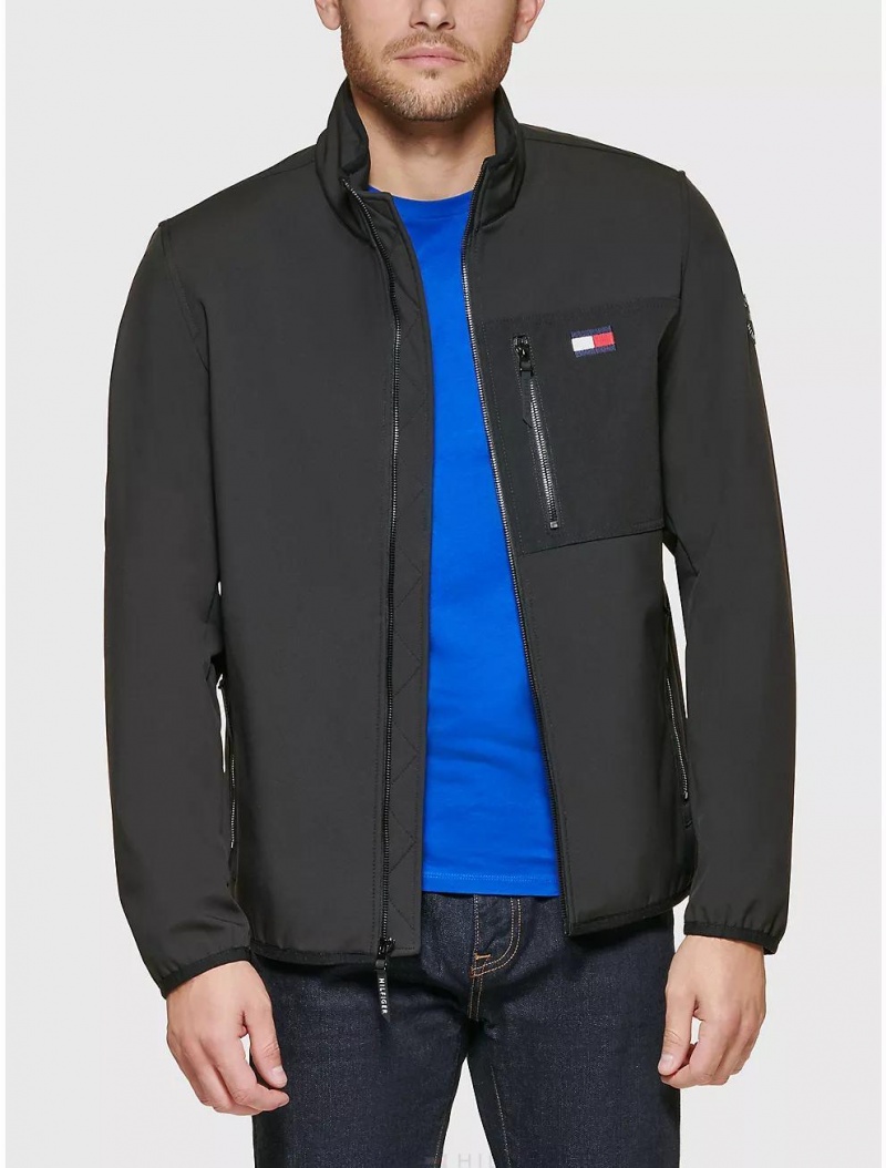 Tommy Hilfiger Hilfiger Soft Shell Jacket Jackets Black | 2617-EIKGA