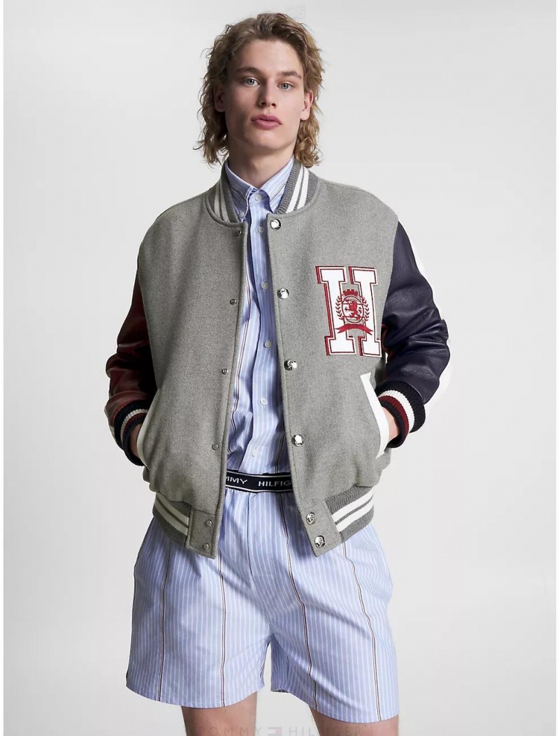 Tommy Hilfiger Hilfiger Varsity Jacket Jackets Light Grey Heather | 6153-GUDRV