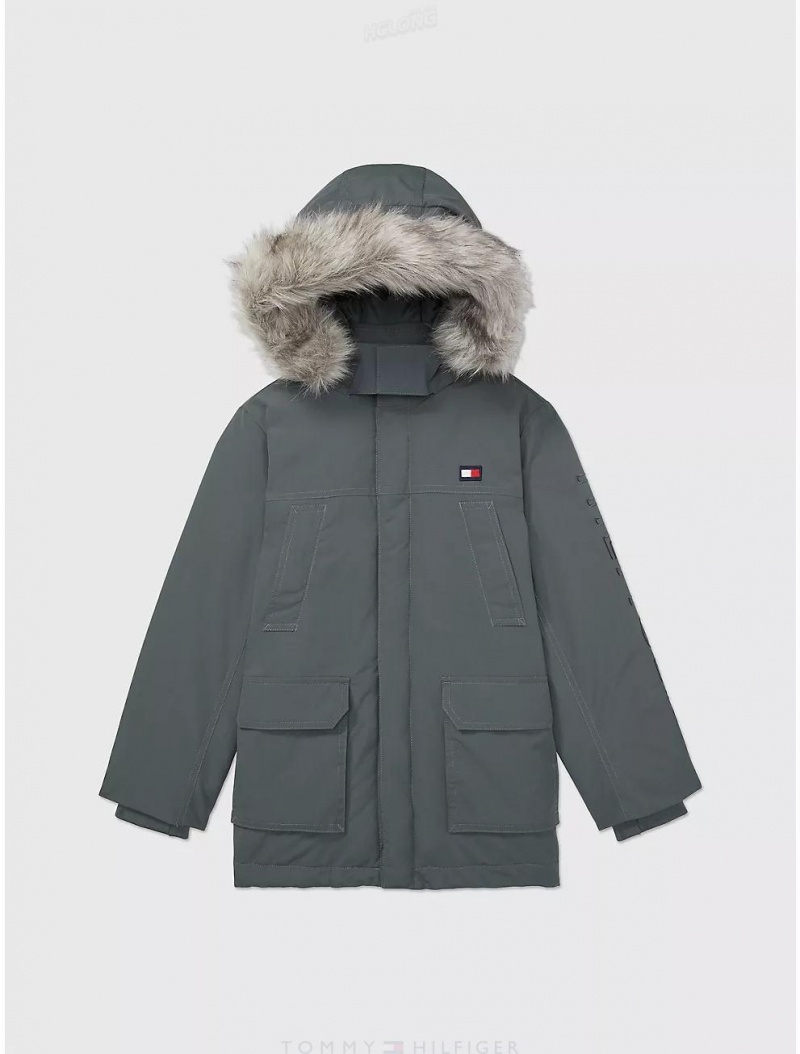 Tommy Hilfiger Hooded Parka Jackets Green Slate | 0945-YHUNG