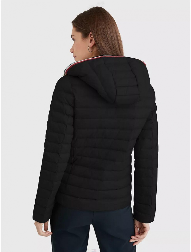 Tommy Hilfiger Hooded Puffer Jacket Jackets Dark Sable | 0639-LWIXT