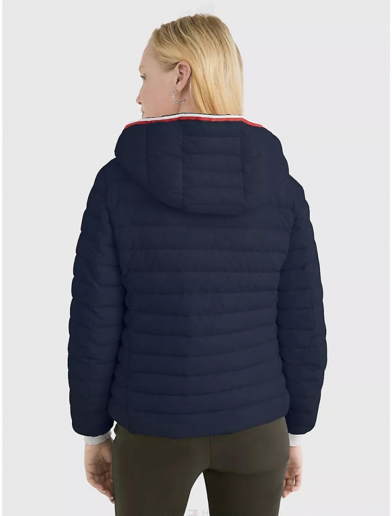 Tommy Hilfiger Hooded Puffer Jacket Jackets Desert Sky | 6734-LXIWV