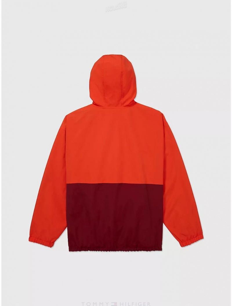 Tommy Hilfiger Hooded Windbreaker Jackets + Coats Dark Orange | 3642-VPAQZ