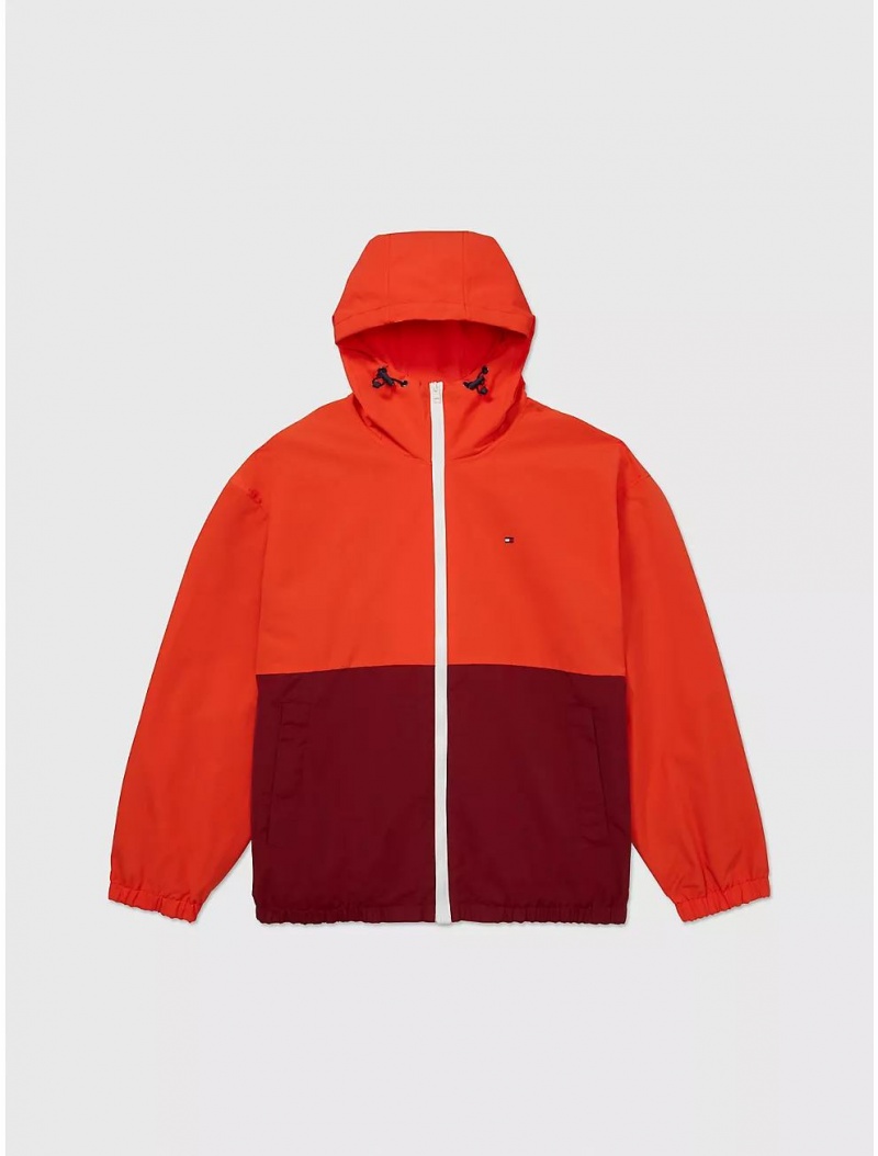 Tommy Hilfiger Hooded Windbreaker Jackets + Coats Dark Orange | 3642-VPAQZ