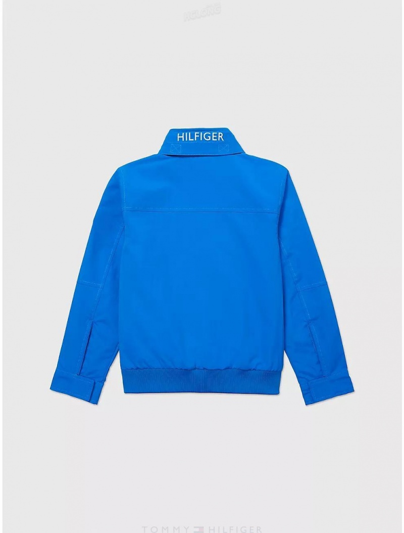 Tommy Hilfiger Hooded Windbreaker Jackets Bio Blue | 7852-JNREP