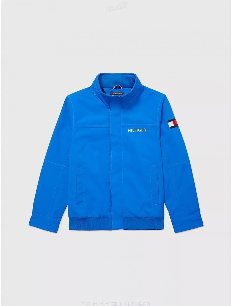 Tommy Hilfiger Hooded Windbreaker Jackets Bio Blue | 7852-JNREP