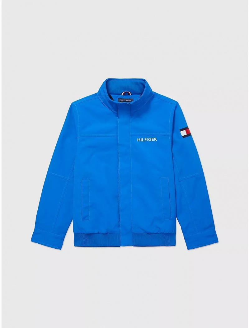 Tommy Hilfiger Hooded Windbreaker Jackets Bio Blue | 7852-JNREP