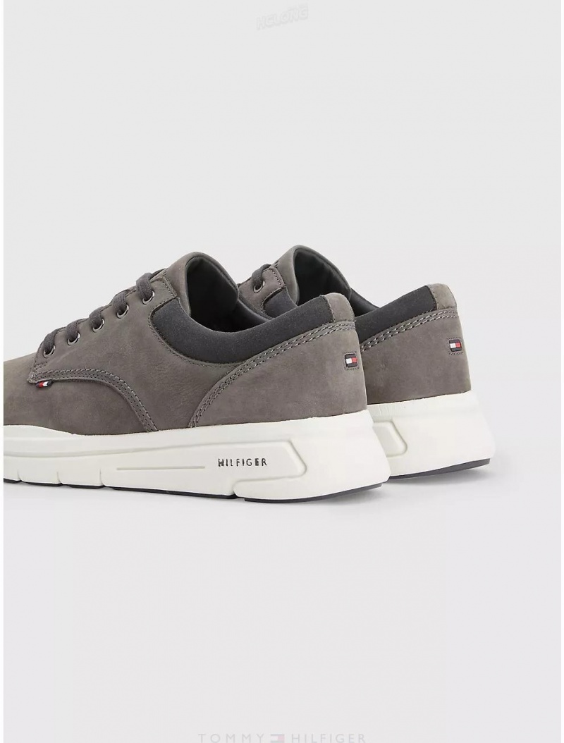 Tommy Hilfiger Hybrid Leather Sneaker Shoes Dark Ash | 0169-GDYTP