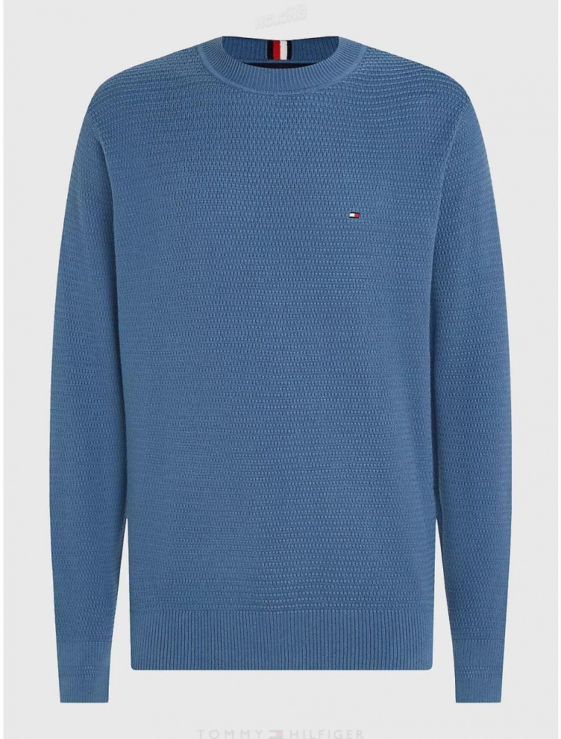 Tommy Hilfiger Interlaced Weave Sweater Sweaters Blue Coast | 4920-RKPZY