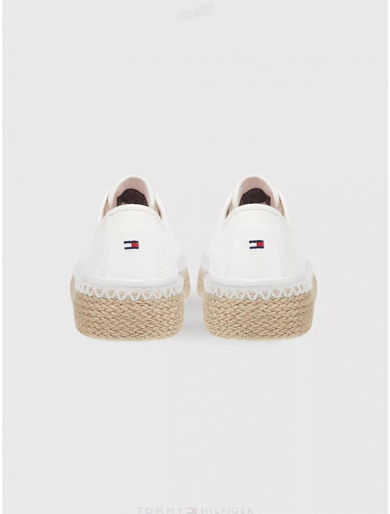 Tommy Hilfiger Jute Sole Sneaker Shoes Ecru | 9547-TGCKS