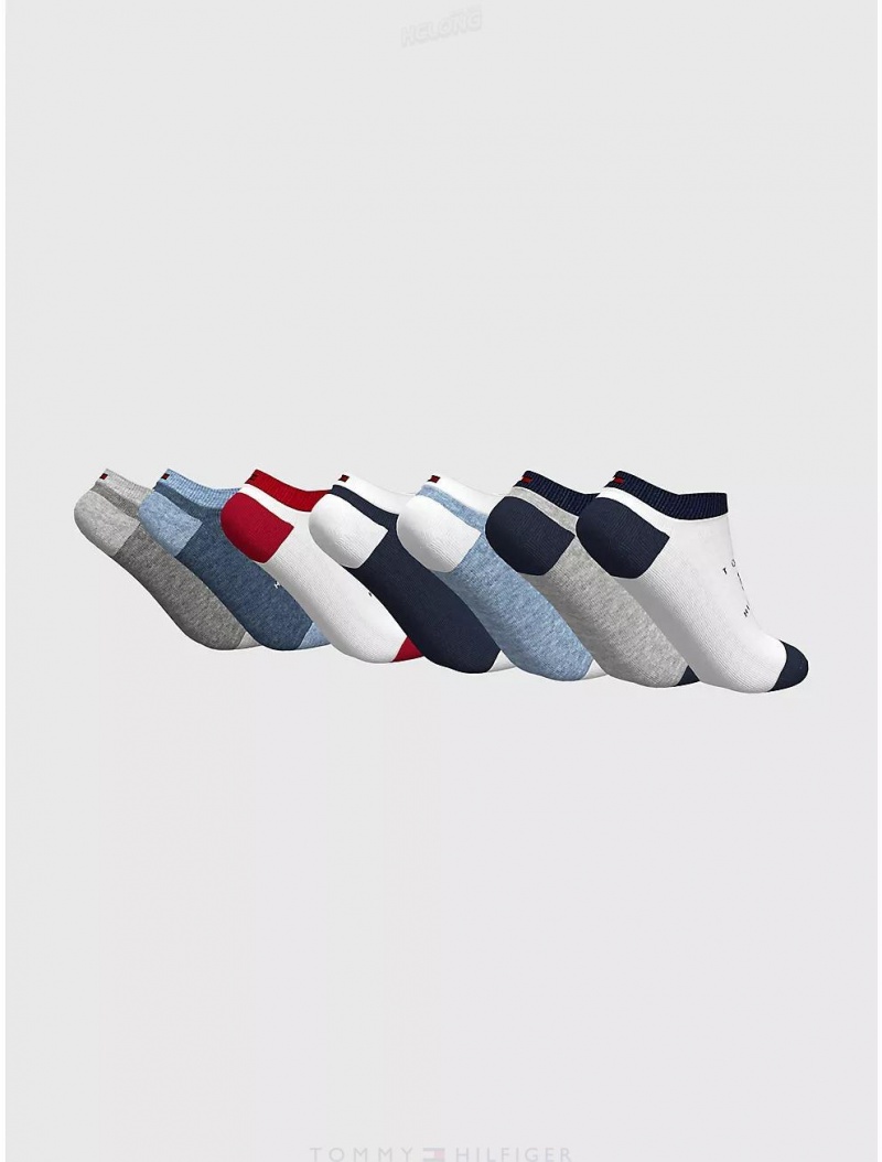 Tommy Hilfiger Kids' Ankle Sock 3-Pack Socks Classic White/Multi | 6213-BFIRZ