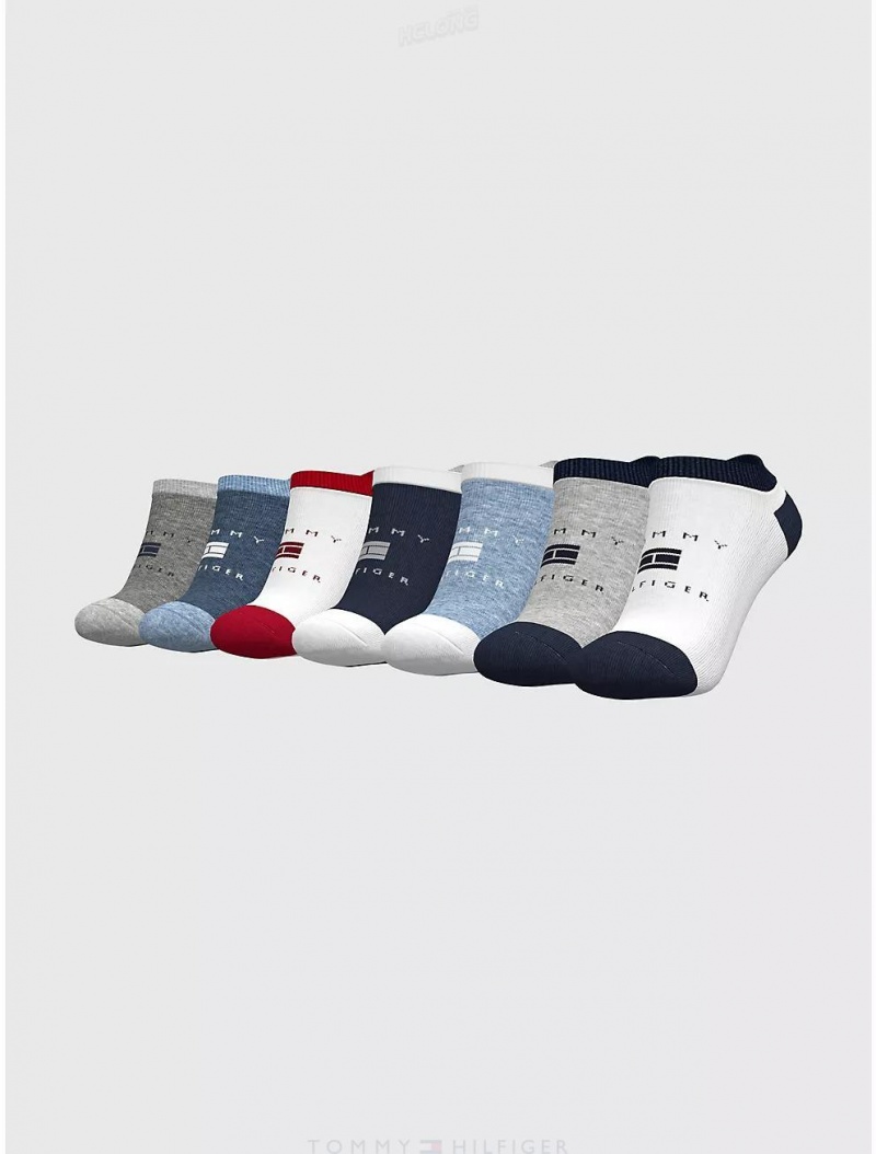 Tommy Hilfiger Kids' Ankle Sock 3-Pack Socks Classic White/Multi | 6213-BFIRZ