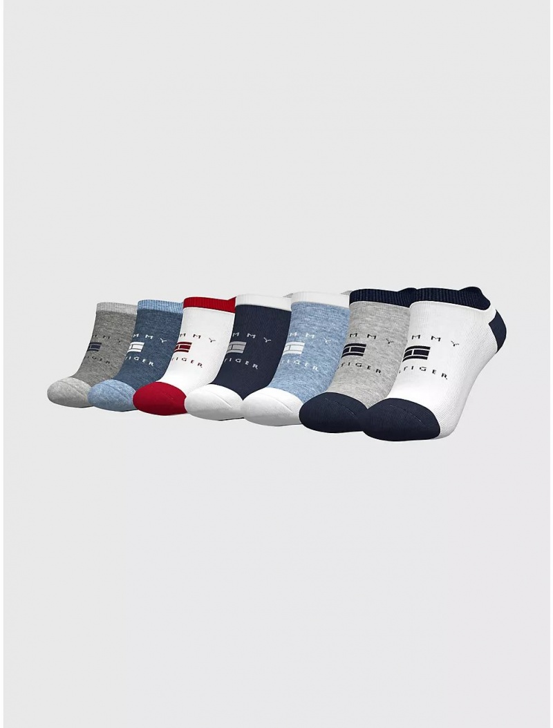 Tommy Hilfiger Kids\' Ankle Sock 3-Pack Socks Classic White/Multi | 6213-BFIRZ