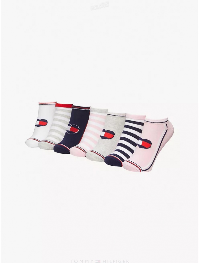 Tommy Hilfiger Kids' Ankle Sock Seven-Pack Socks Multi | 6839-AHDVW