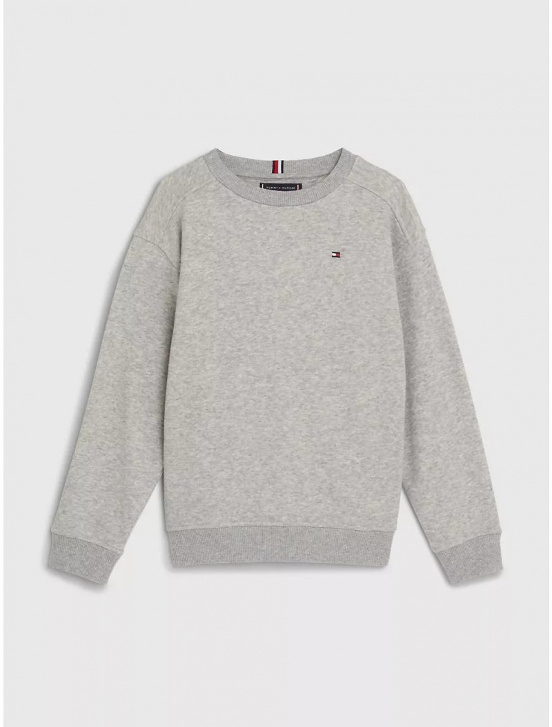 Tommy Hilfiger Kids\' Back Logo Sweatshirt Sweatshirts & Sweaters Light Grey Heather | 9370-YEIKV