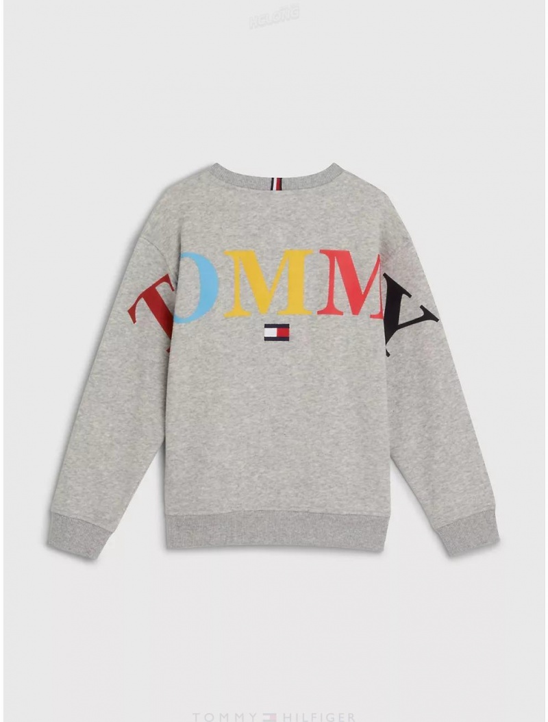 Tommy Hilfiger Kids' Back Logo Sweatshirt Sweatshirts & Sweaters Light Grey Heather | 9615-ZKVOU