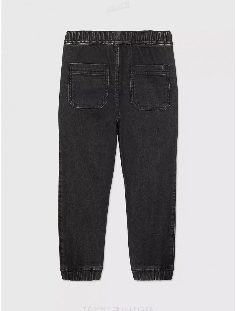 Tommy Hilfiger Kids' Black Wash Denim Jogger Pants Washed Black | 9458-SVNMX