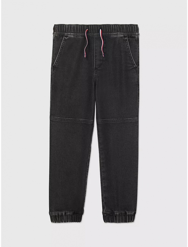 Tommy Hilfiger Kids\' Black Wash Denim Jogger Pants Washed Black | 9458-SVNMX