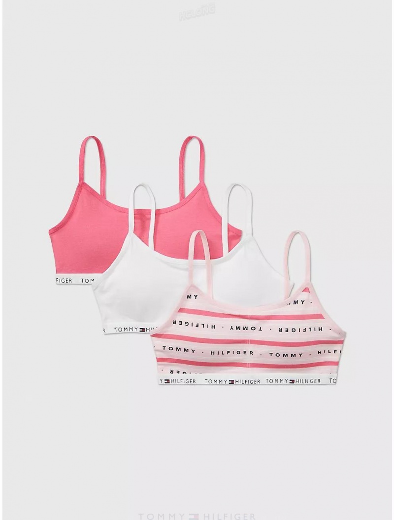 Tommy Hilfiger Kids' Bralette 3-Pack Underwear Rose Shadow | 6214-ESZJR