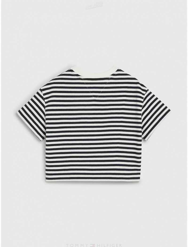 Tommy Hilfiger Kids' Breton Stripe T-Shirt T-Shirts Desert Sky Stripe | 3985-IXSVP