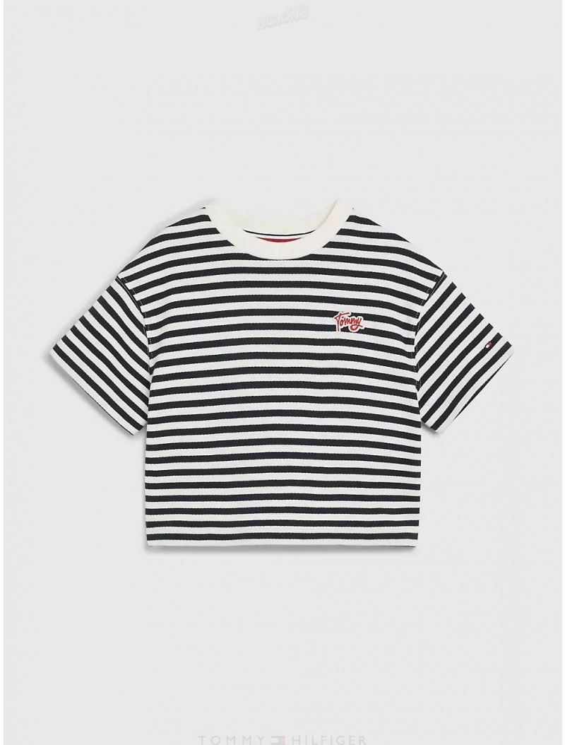 Tommy Hilfiger Kids' Breton Stripe T-Shirt T-Shirts Desert Sky Stripe | 3985-IXSVP