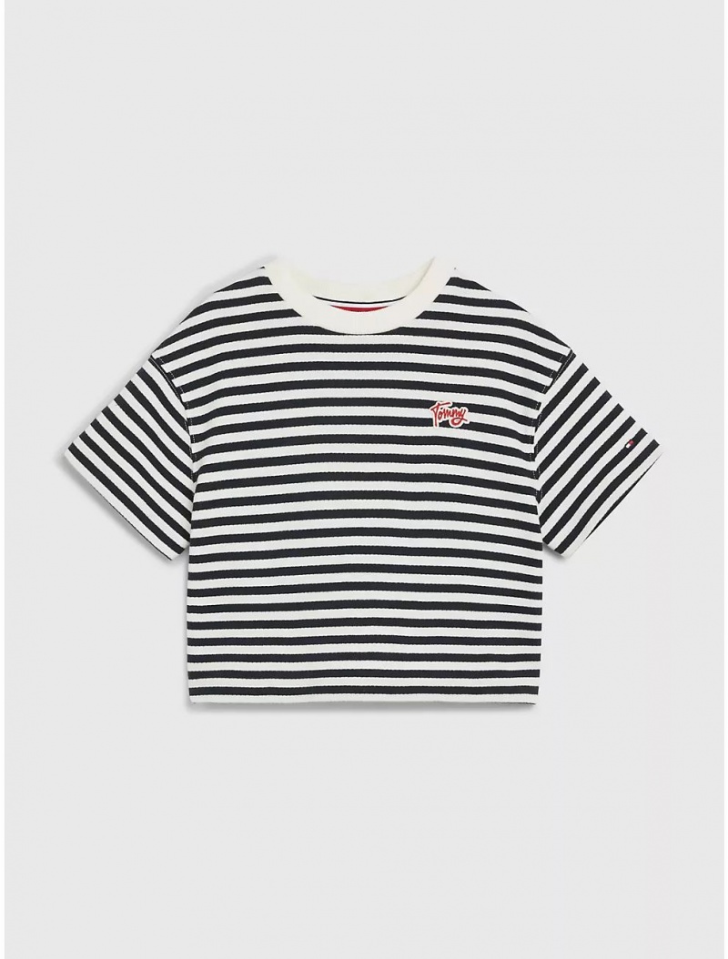 Tommy Hilfiger Kids\' Breton Stripe T-Shirt T-Shirts Desert Sky Stripe | 3985-IXSVP