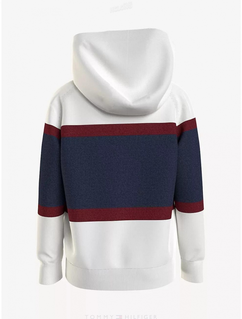 Tommy Hilfiger Kids' Colorblock Hooded Sweater Sweatshirts & Sweaters Milky Way | 6842-YBZWV