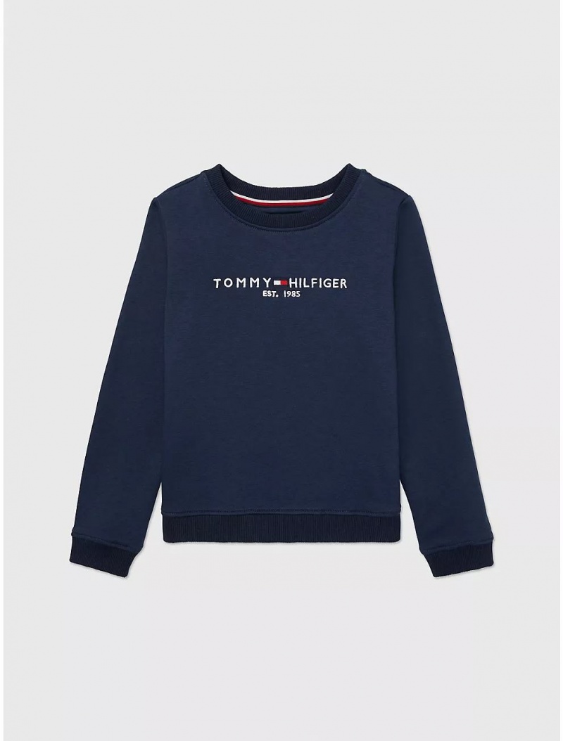 Tommy Hilfiger Kids\' Embroidered Tommy Logo Sweatshirt Sweatshirts & Sweaters Cobalt Sapphire | 1845-XKHUT