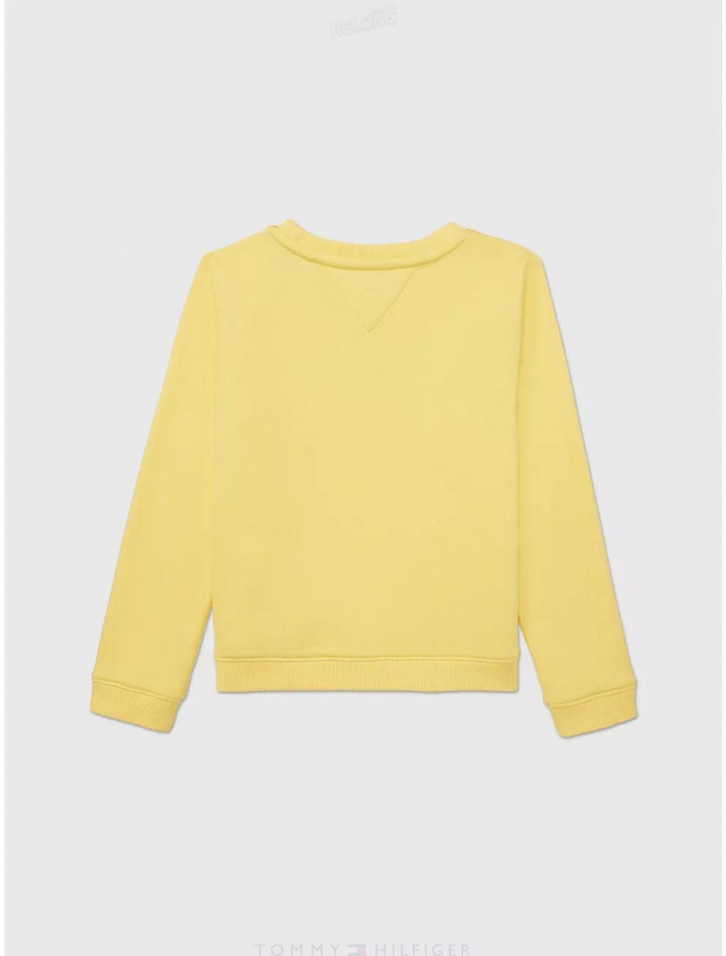 Tommy Hilfiger Kids' Embroidered Tommy Logo Sweatshirt Sweatshirts & Sweaters Cheerful Yellow | 9413-GHDWJ