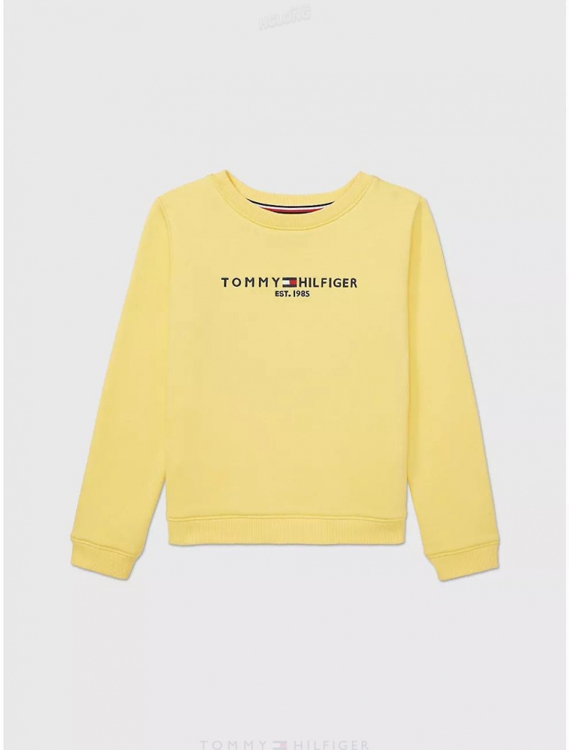 Tommy Hilfiger Kids' Embroidered Tommy Logo Sweatshirt Sweatshirts & Sweaters Cheerful Yellow | 9413-GHDWJ