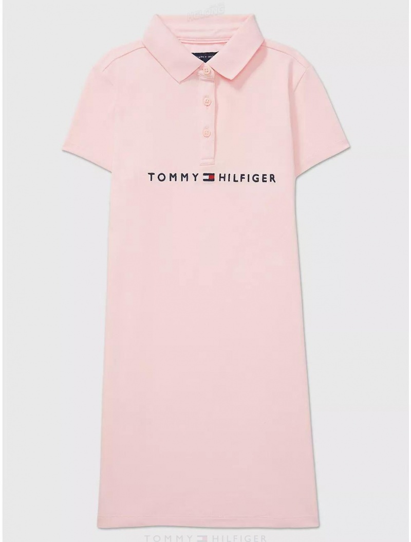 Tommy Hilfiger Kids' Embroidered Tommy Logo Dress Dresses & Skirts New Ballerina Pink | 3178-DAZTR