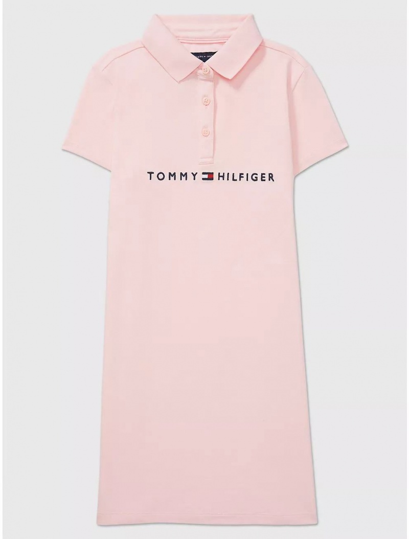 Tommy Hilfiger Kids\' Embroidered Tommy Logo Dress Dresses & Skirts New Ballerina Pink | 3178-DAZTR