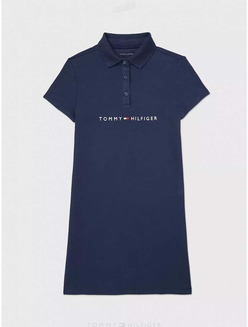 Tommy Hilfiger Kids' Embroidered Tommy Logo Dress Dresses & Skirts Cobalt Sapphire | 0932-TKGUS