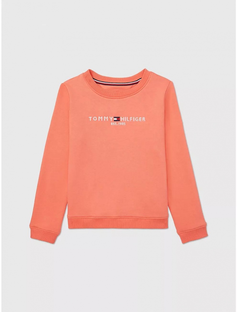 Tommy Hilfiger Kids\' Embroidered Tommy Logo Sweatshirt Sweatshirts & Sweaters Soft Seashell | 8301-DSAMZ