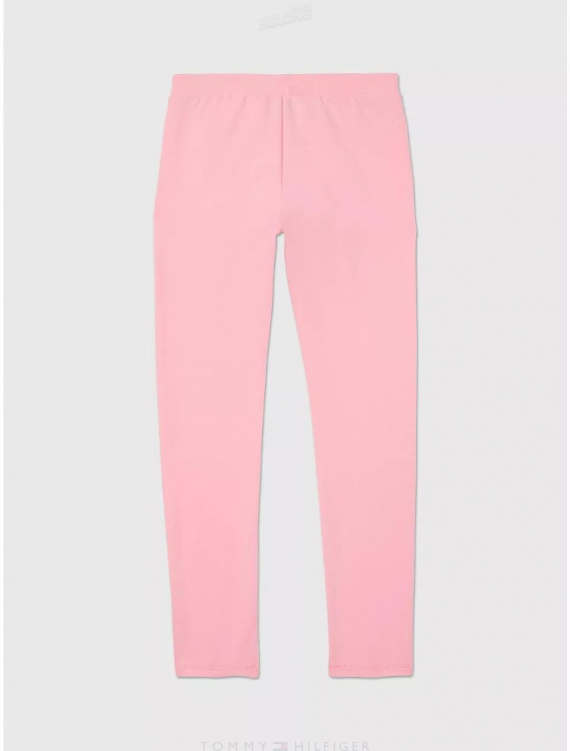 Tommy Hilfiger Kids' Embroidered Tommy Logo Legging Pants Popular Pink | 8193-YDXHR