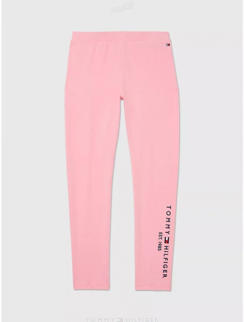 Tommy Hilfiger Kids' Embroidered Tommy Logo Legging Pants Popular Pink | 8193-YDXHR