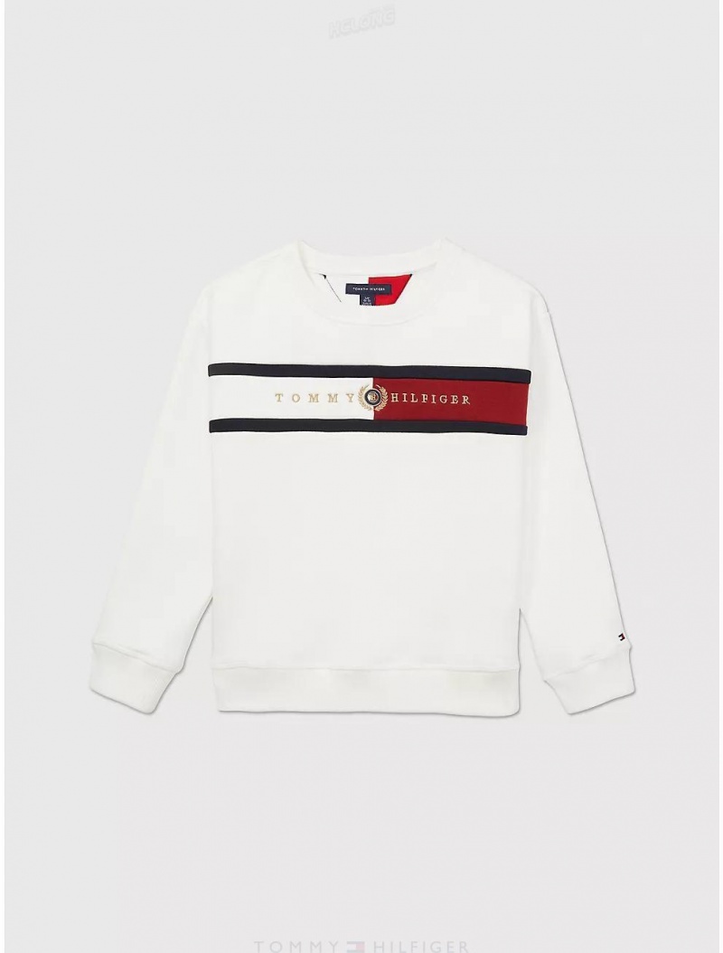 Tommy Hilfiger Kids' Flag Crest Sweatshirt Sweatshirts & Sweaters Milky Way | 2638-SLMZO