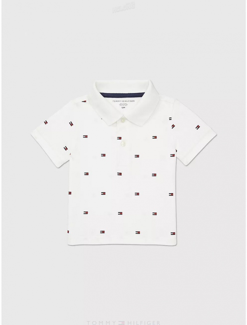 Tommy Hilfiger Kids' Flag Polo Polos Classic White Multi | 7396-XQIHW