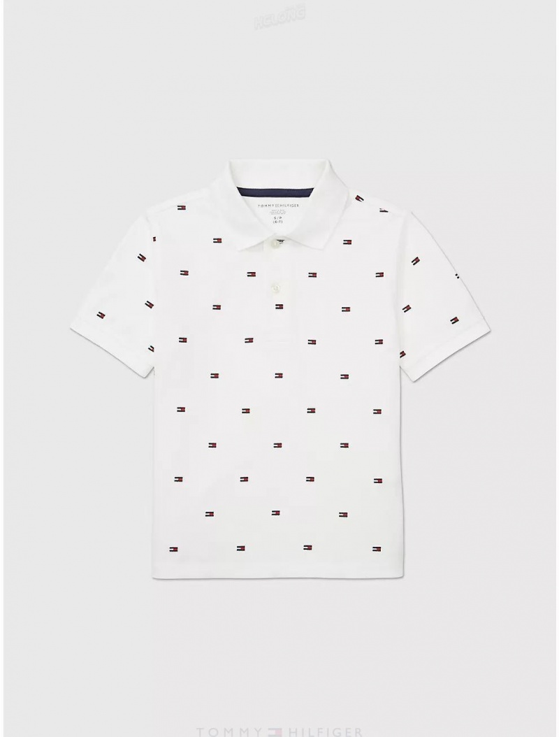 Tommy Hilfiger Kids' Flag Polo Polos Fresh White | 2190-NJIDW