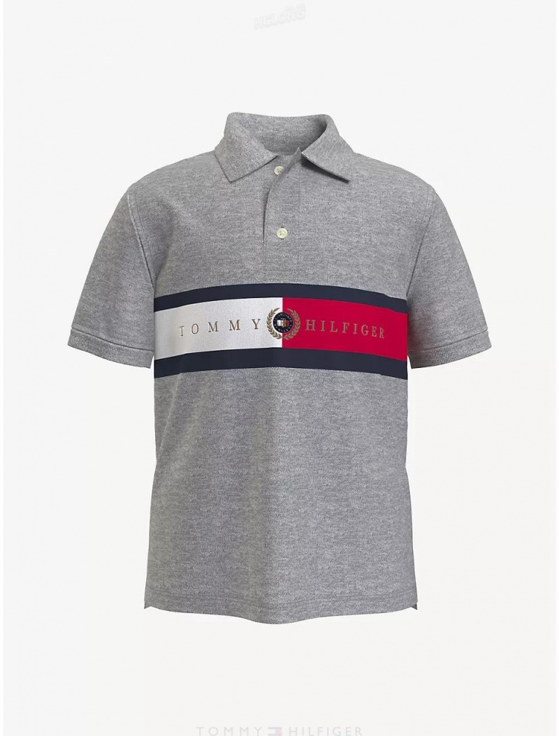 Tommy Hilfiger Kids' Flag Polo Polos Mid Grey Heather | 2756-CHXEG