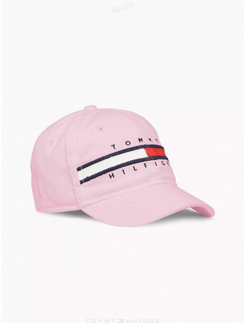 Tommy Hilfiger Kids' Flag Stripe Logo Baseball Cap Hats Blushing Bride | 8417-ONZWX