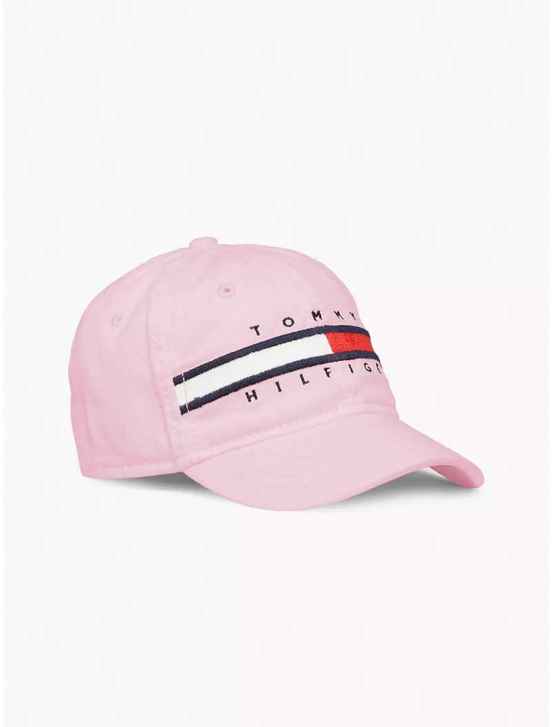 Tommy Hilfiger Kids\' Flag Stripe Logo Baseball Cap Hats Blushing Bride | 8417-ONZWX