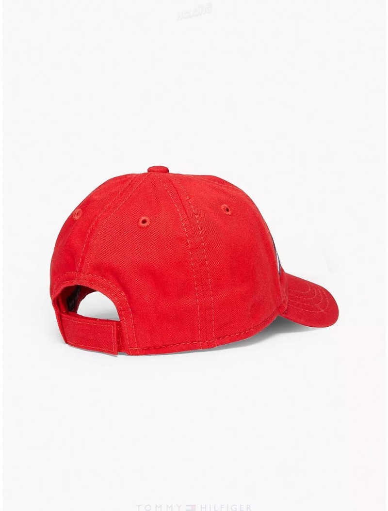 Tommy Hilfiger Kids' Flag Stripe Logo Baseball Cap Hats Apple Red | 5394-QGKIA