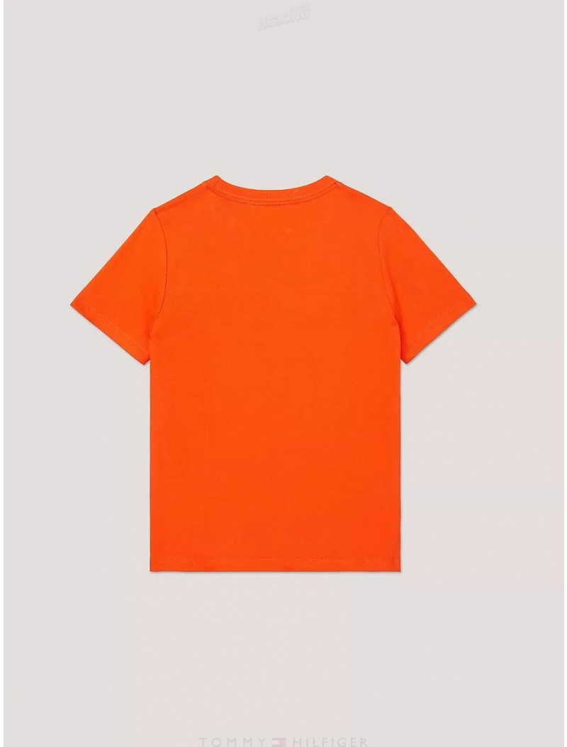 Tommy Hilfiger Kids' Flag Stripe Logo T-Shirt T-Shirts Acid Orange | 4680-ARGNJ