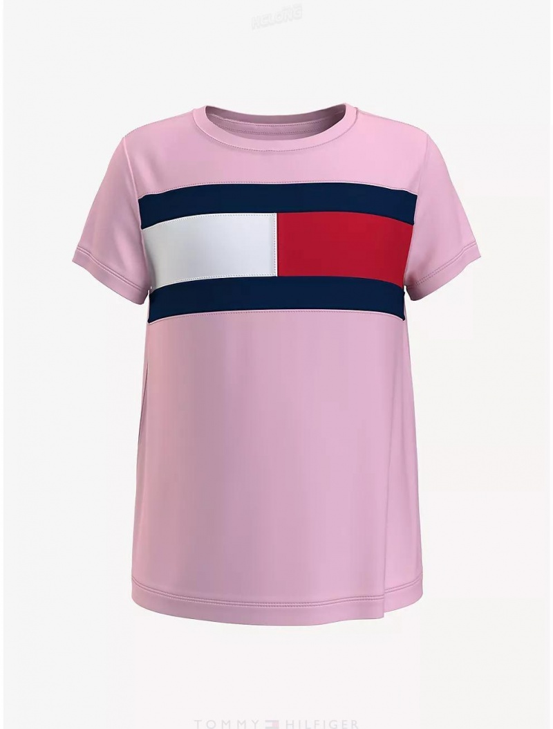 Tommy Hilfiger Kids' Flag T-Shirt T-Shirts Pink Lady | 2391-RYNMF