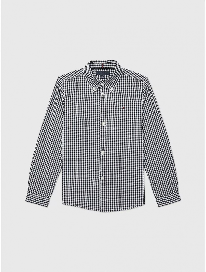 Tommy Hilfiger Kids\' Gingham Shirt Shirts Desert Sky | 3927-PQMTF